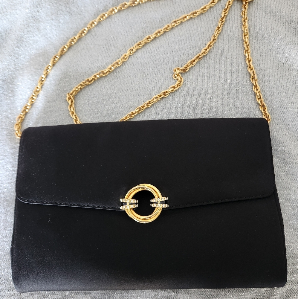 Rodo Black and Gold Shoulder Bag with Chain Strap